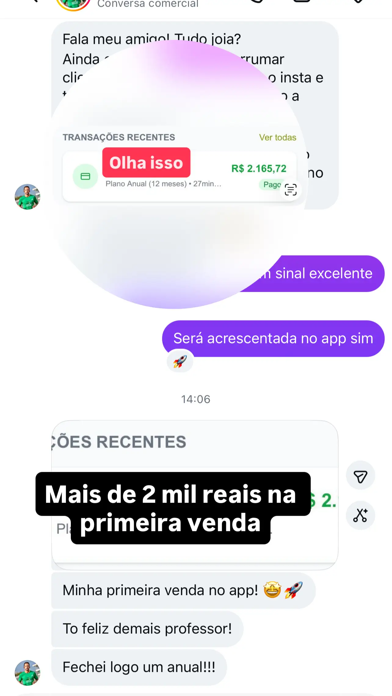 Depoimento de personal sobre o app