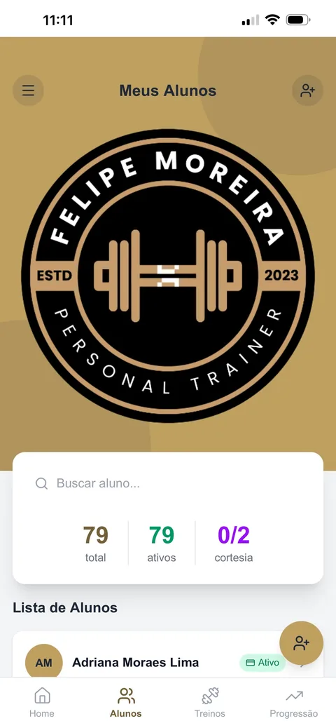 App de personal com 79 alunos