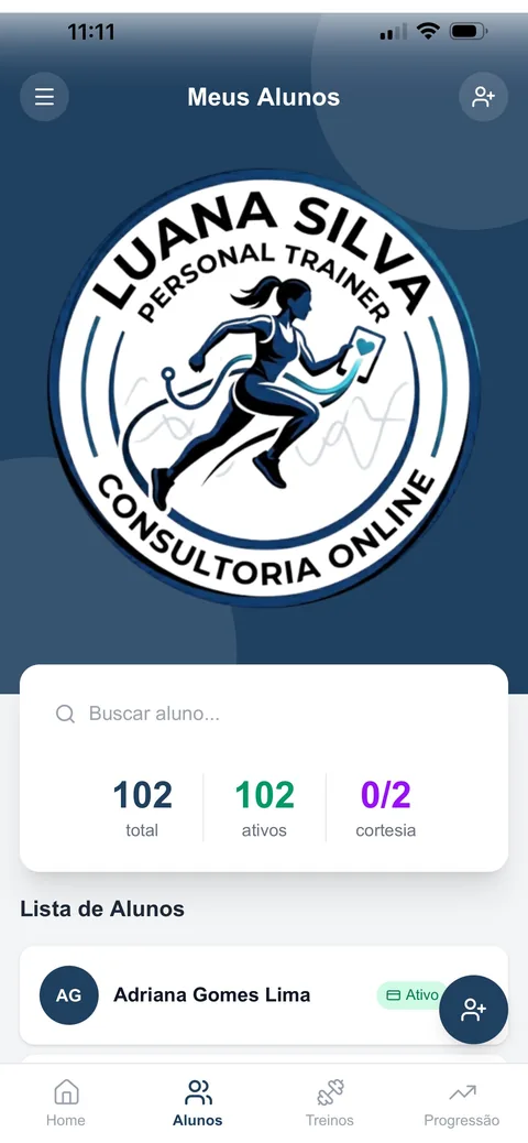 App de personal com 102 alunos