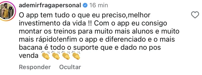 Comentário do personal Ademir Fraga sobre o app